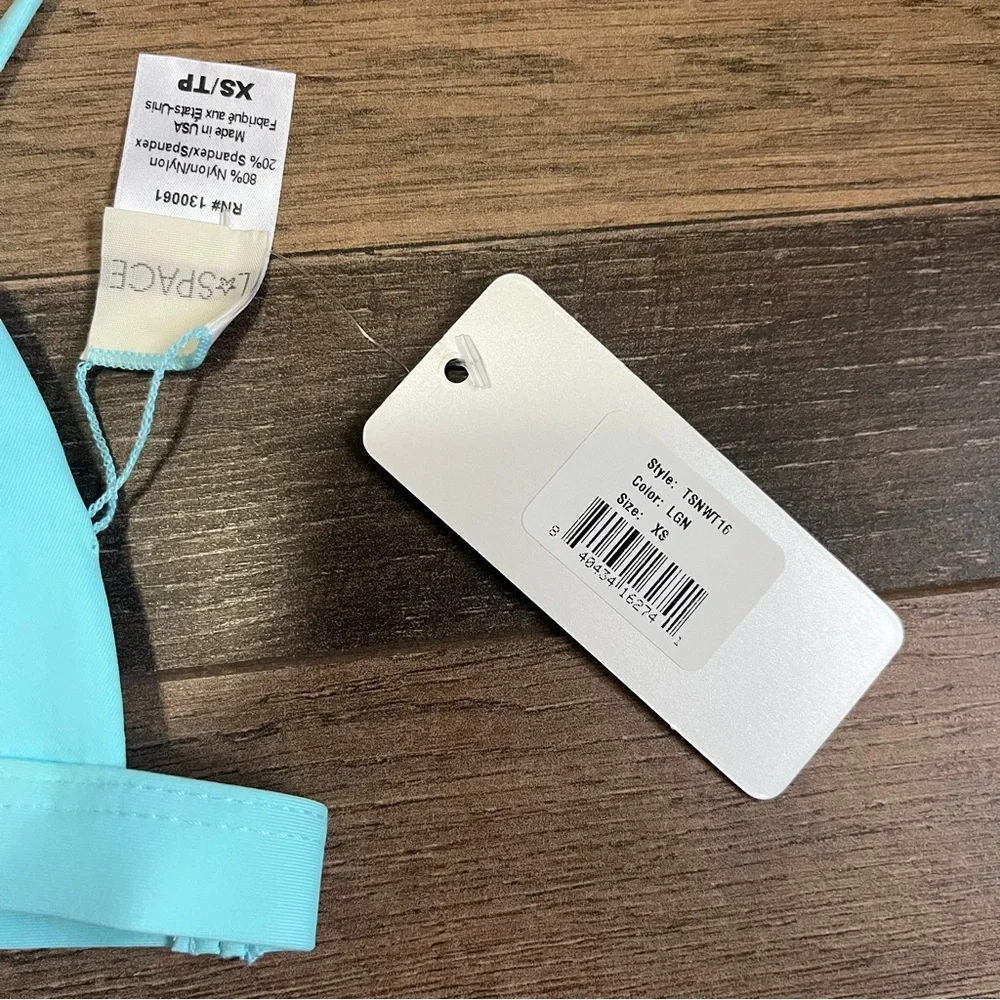 NWT L*Space blue triangle bikini top XS